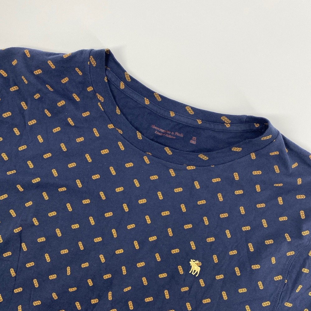 Abercrombie Fitch T Shirt Mens Extra Large Blue Limited Edition Geometric Moose